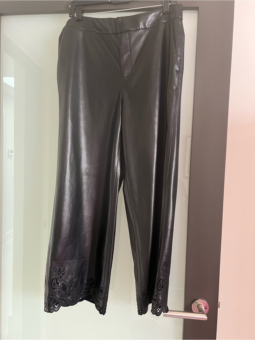 Chico's Black Faux Leather Wide-Leg Pants